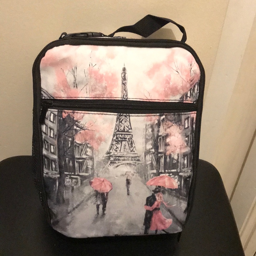Stylish Pink and Black Eiffel Tower Women Lunch Bag